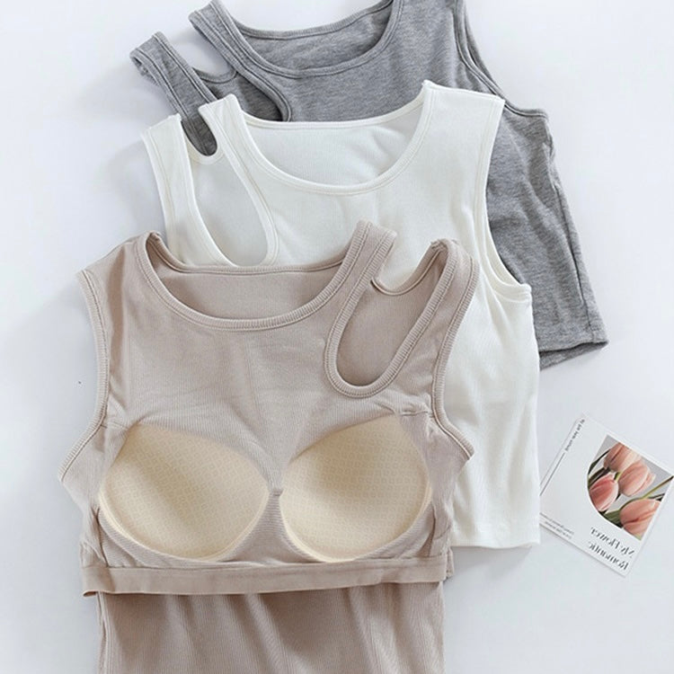 Naisi Shoulder Cut Out Built In Bra Crop Top